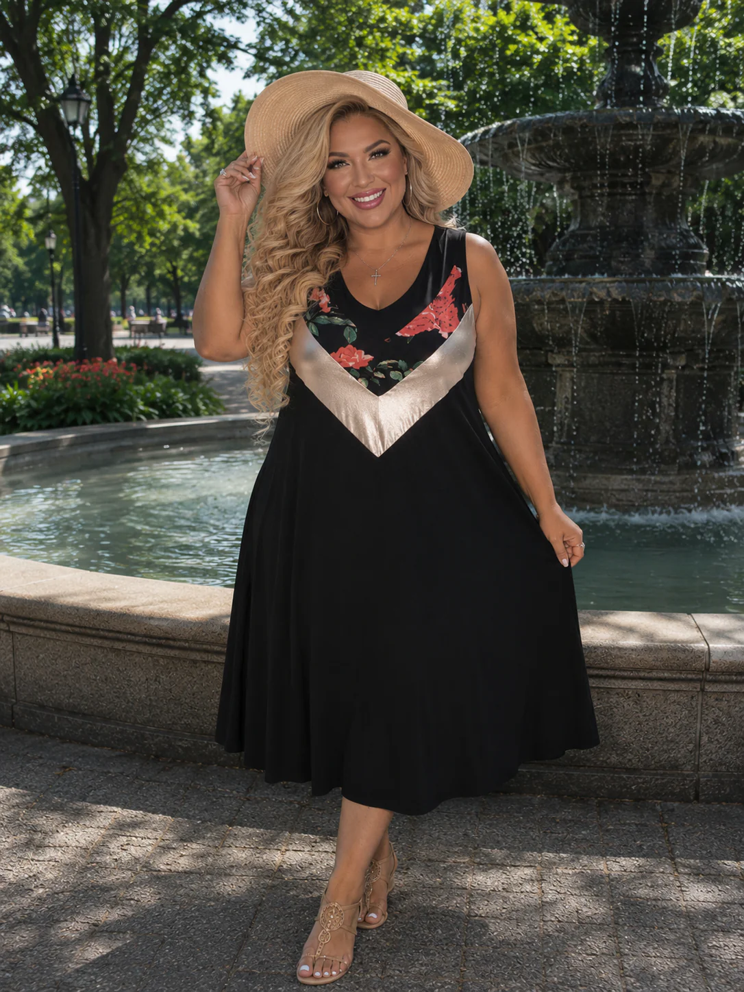 LD-P {Over The Bridge} Black Floral Lame` Maxi Dress PLUS SIZE 1X 2X 3X