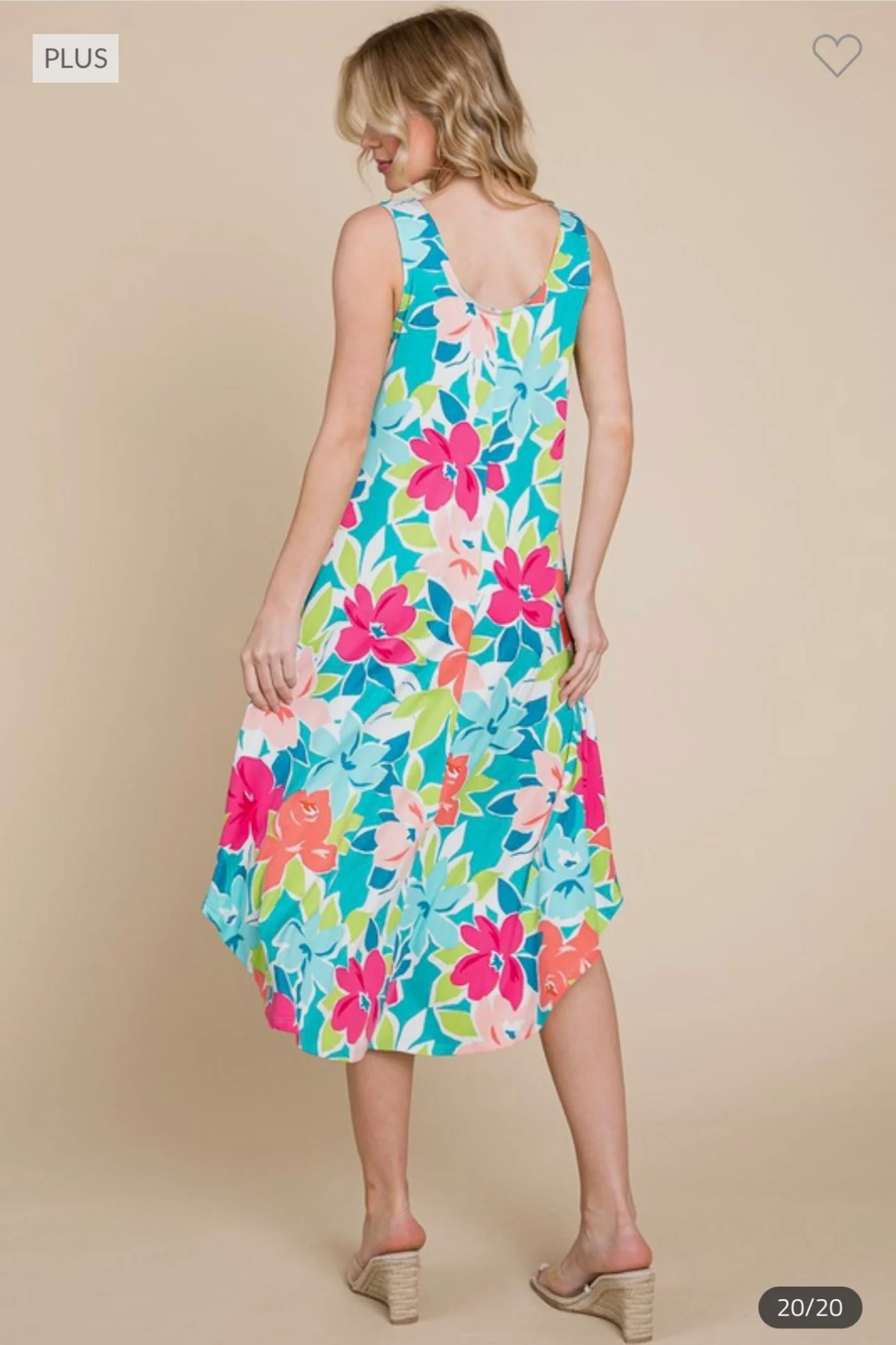 LD-Q {Bring The Drama} Teal Floral Sleeveless Midi Dress PLUS SIZE 1X 2X 3X - Image 4