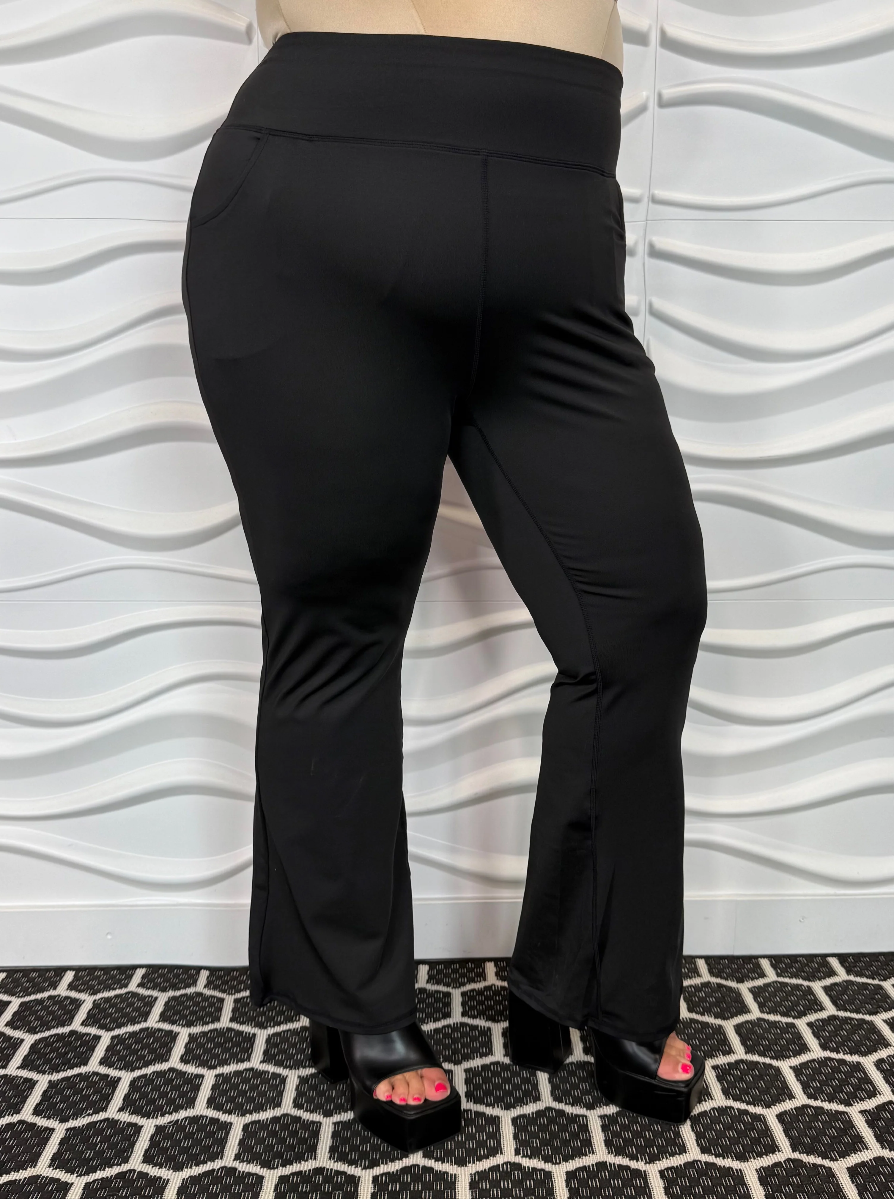 LEG-68 {Feeling Fun} Black Wide Waist Pants w/Back Pockets CW PLUS SIZE 1X - Image 2