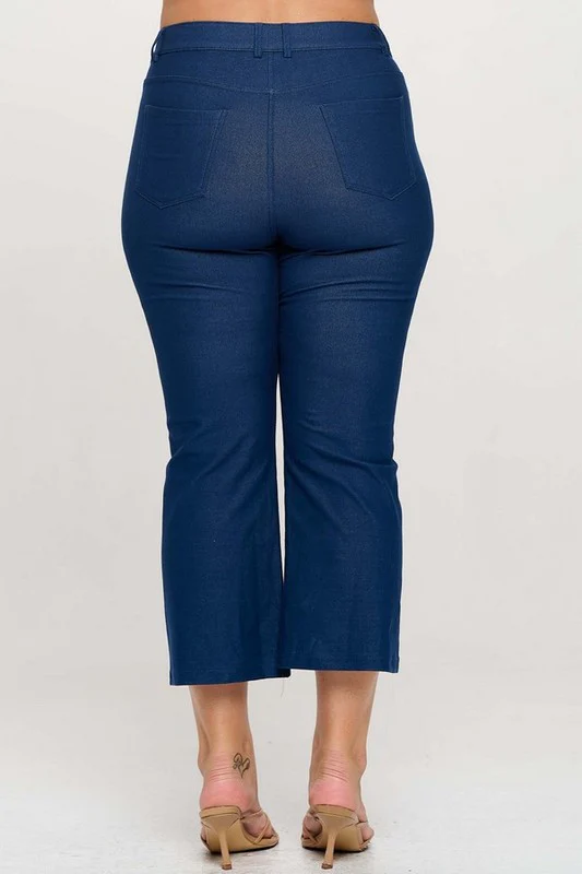 BT {A Little Flare} Denim Blue Straight Leg Crop Pants PLUS SIZE XL 2X 3X - Image 2