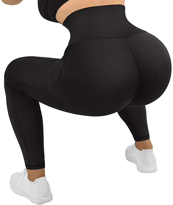 LEG-52 {Shape It Up} Black Tummy Control Capri Leggings PLUS SIZE 1X 2X 3X - Image 5