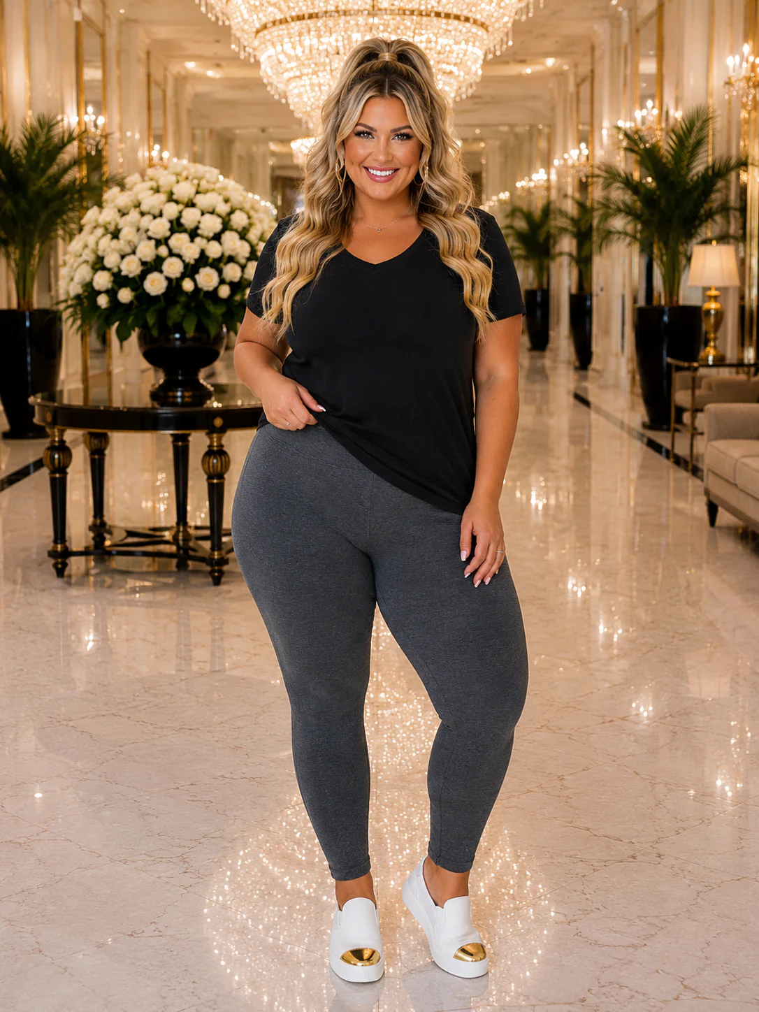 BT {Off Campus}  Charcoal Gray  Capri Legging Plus Size 1X 2X 3X