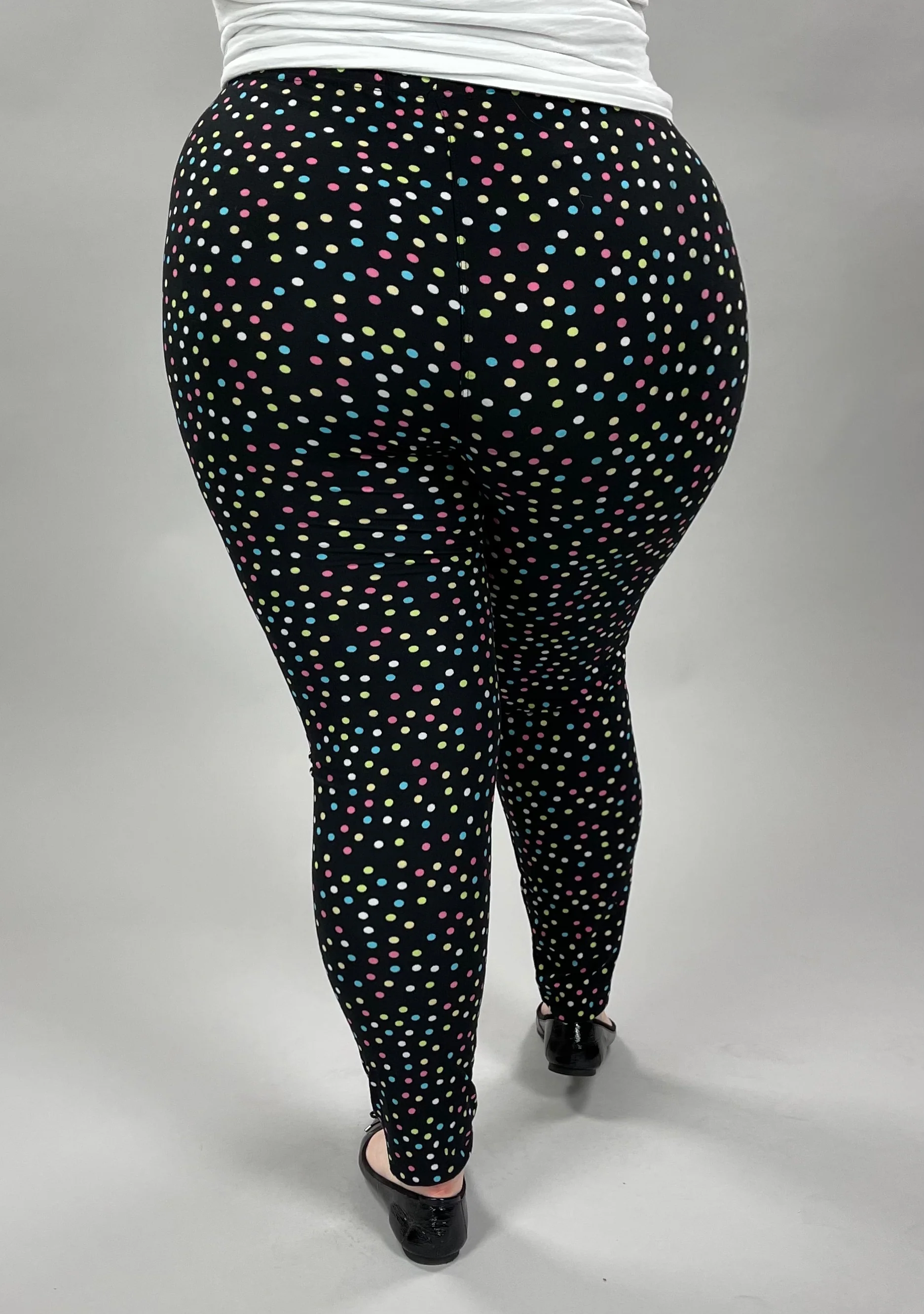 LEG-59 {Party Dots} Multi Colored Dot Print Leggings EXTENDED PLUS  3X/5X - Image 4