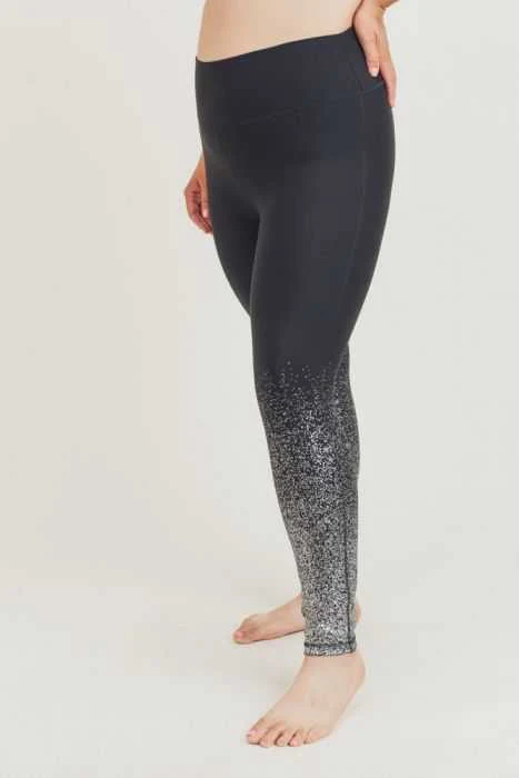 BT-99 {Midnight Sparkle} Black Leggings With Silver Foil Detail PLUS SIZE XL 1X 2X 3X - Image 3