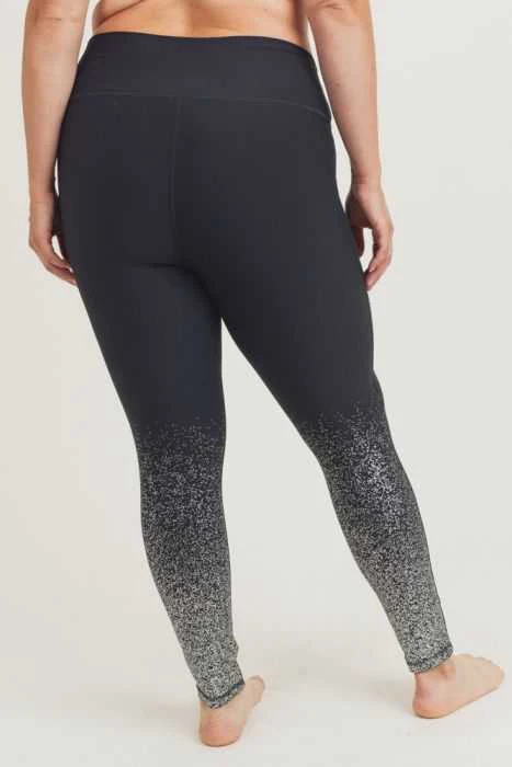 BT-99 {Midnight Sparkle} Black Leggings With Silver Foil Detail PLUS SIZE XL 1X 2X 3X - Image 4