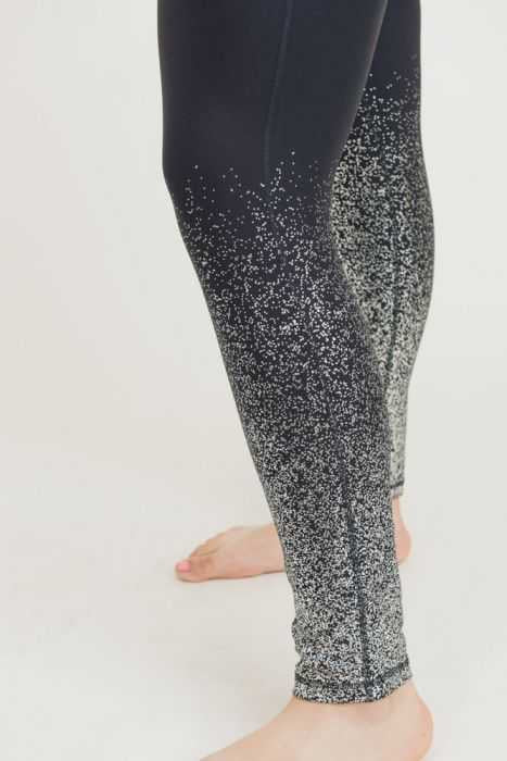 BT-99 {Midnight Sparkle} Black Leggings With Silver Foil Detail PLUS SIZE XL 1X 2X 3X - Image 5