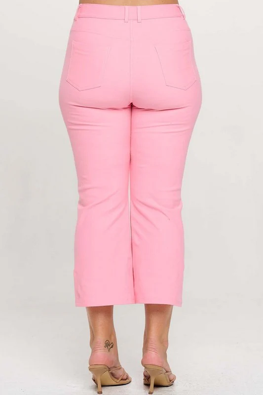 BT {A Little Flare} Pink Straight Leg Crop Pants PLUS SIZE XL 2X 3X - Image 3