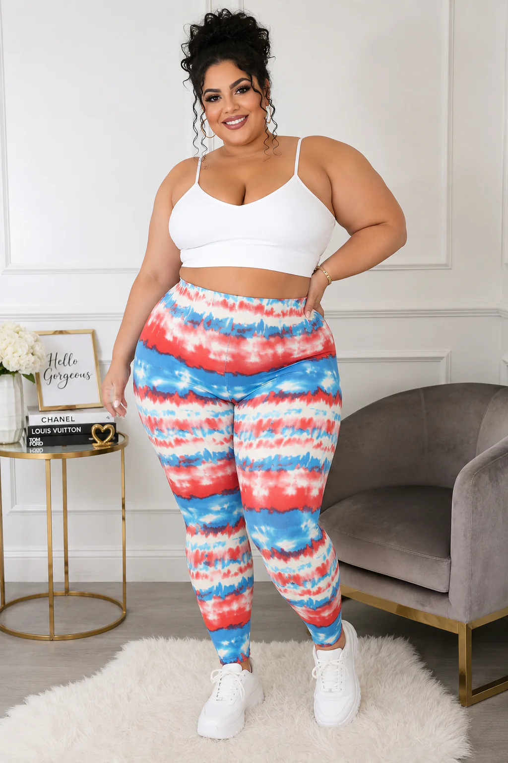 Leg-7 {Around The World} Fuchsia/Blue Tie Dye Leggings EXTENDED PLUS SIZE 3X/5X