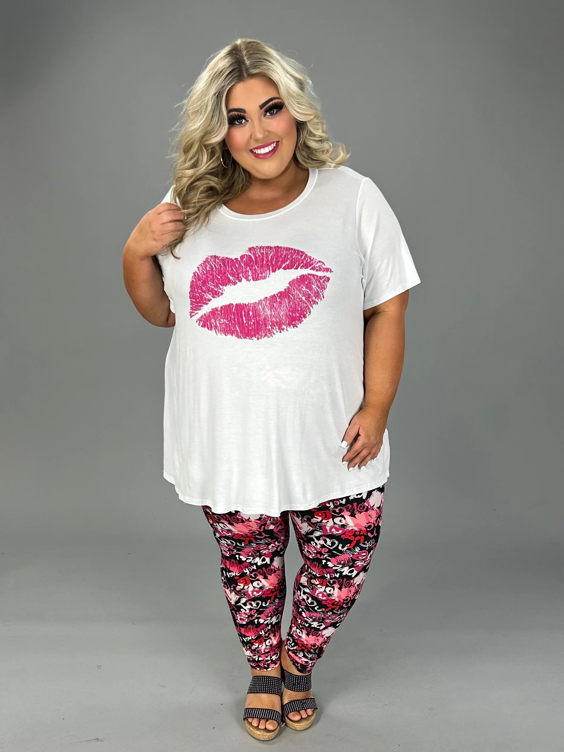 LEG-80 {Best of My Heart} Black Heart Print Leggings  EXTENDED PLUS SIZE 3X/5X - Image 2