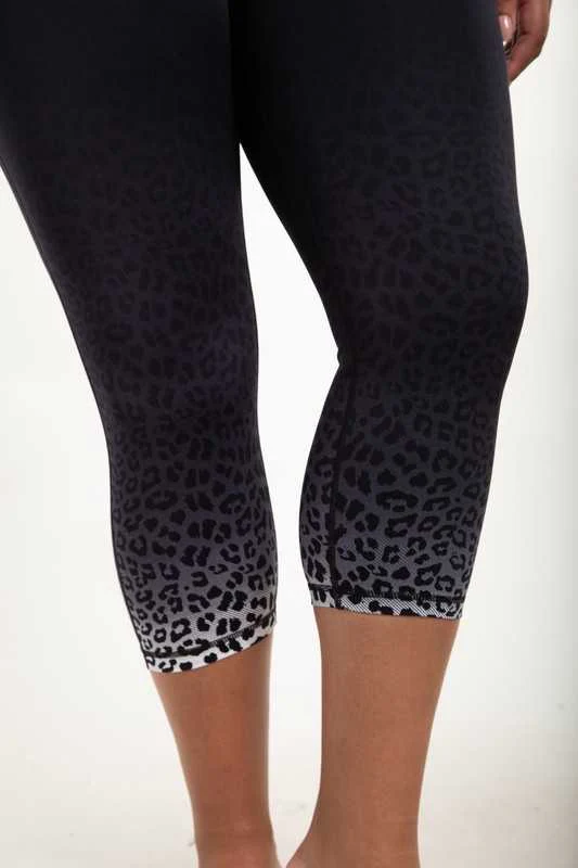 BT-99 {Keep Moving} Black Leopard Yoga Capri Pants PLUS SIZE XL 1X 2X 3X - Image 3