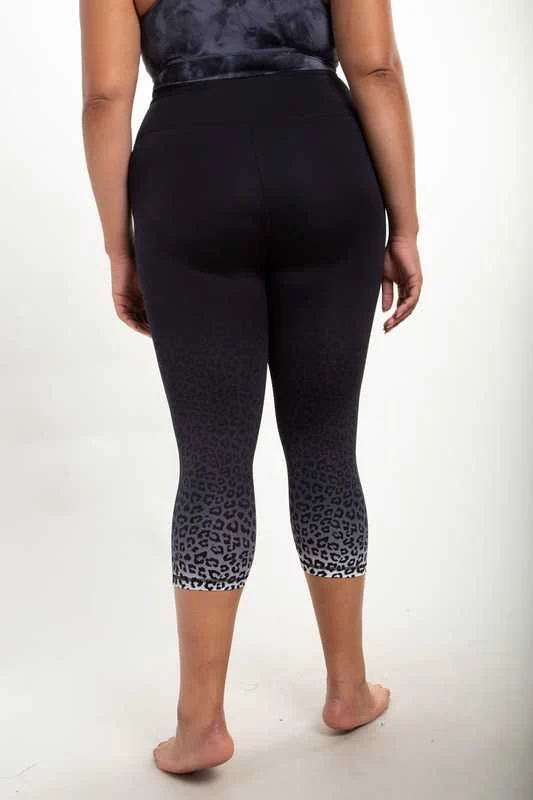 BT-99 {Keep Moving} Black Leopard Yoga Capri Pants PLUS SIZE XL 1X 2X 3X - Image 4