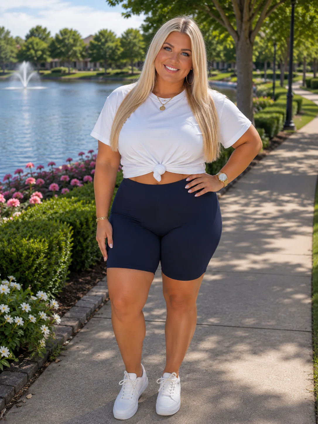 LEG-2 {Confident Choice} Navy Biker Shorts PLUS SIZE 1X 2X 3X