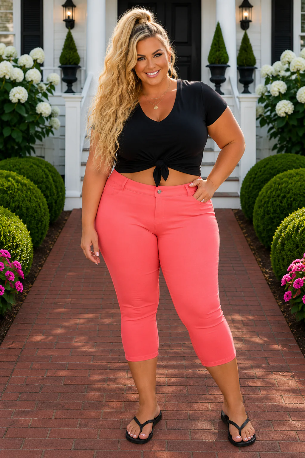 LEG-78 {Coral Revolution} Coral Capri Length Jeggings PLUS SIZE 1X 2X 3X