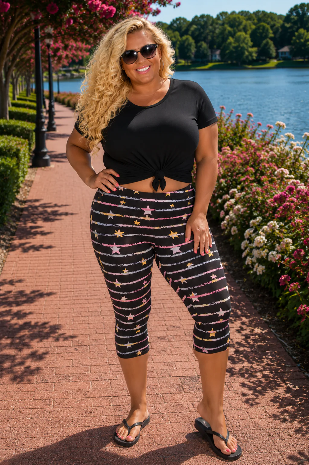 LEG-17 {For The Stars) Black Striped Butter Soft Capri Leggings