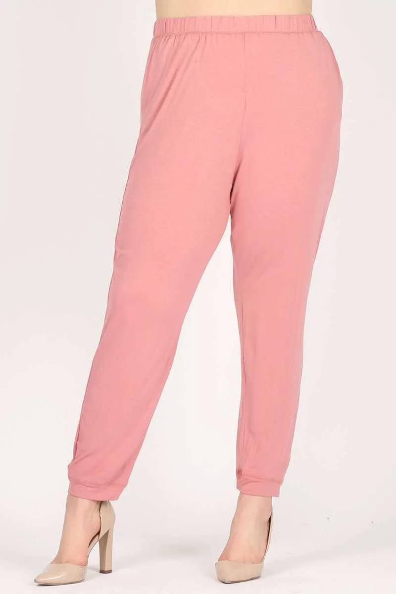 LEG-50 {Forward Motion} Mauve Joggers w/Pockets PLUS SIZE 1X 2X 3X - Image 2
