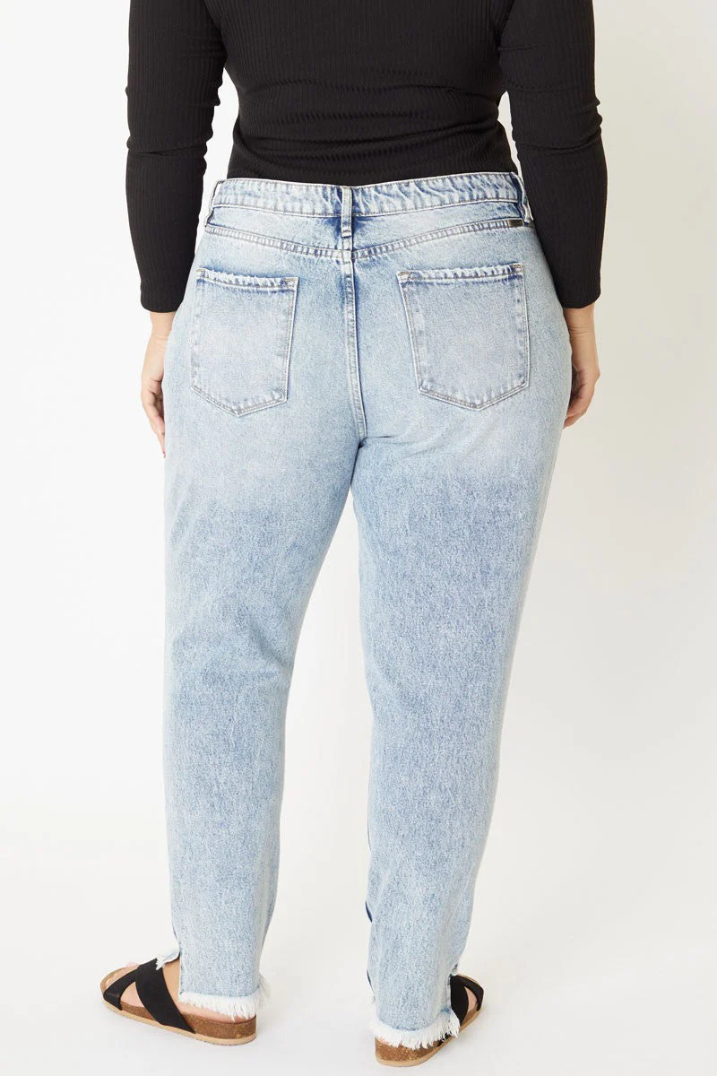 LEG-31   {KanCan} Med. Blue Acid Washed Distressed Jeans EXTENDED PLUS SIZE 16 18 20 22 - Image 4