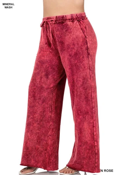 LEG-8 {Leave You Lounging} Rose Mineral Wash Lounge Pants PLUS SIZE 1X 2X 3X - Image 2