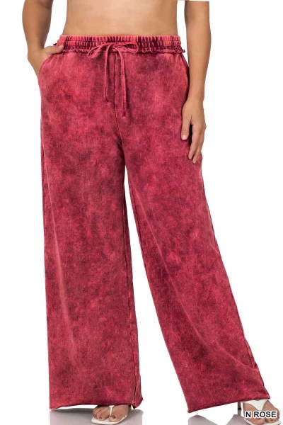 LEG-8 {Leave You Lounging} Rose Mineral Wash Lounge Pants PLUS SIZE 1X 2X 3X - Image 3