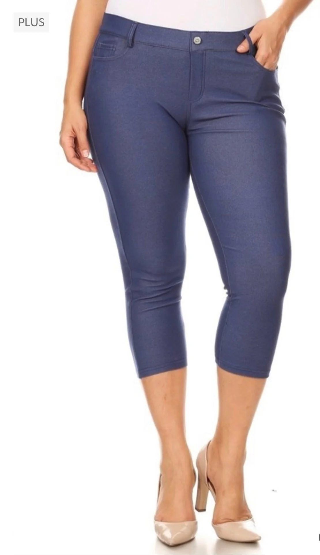 LEG-31 {Navy Revolution} Navy Capri Length Jeggings PLUS SIZE 1X 2X 3X - Image 2