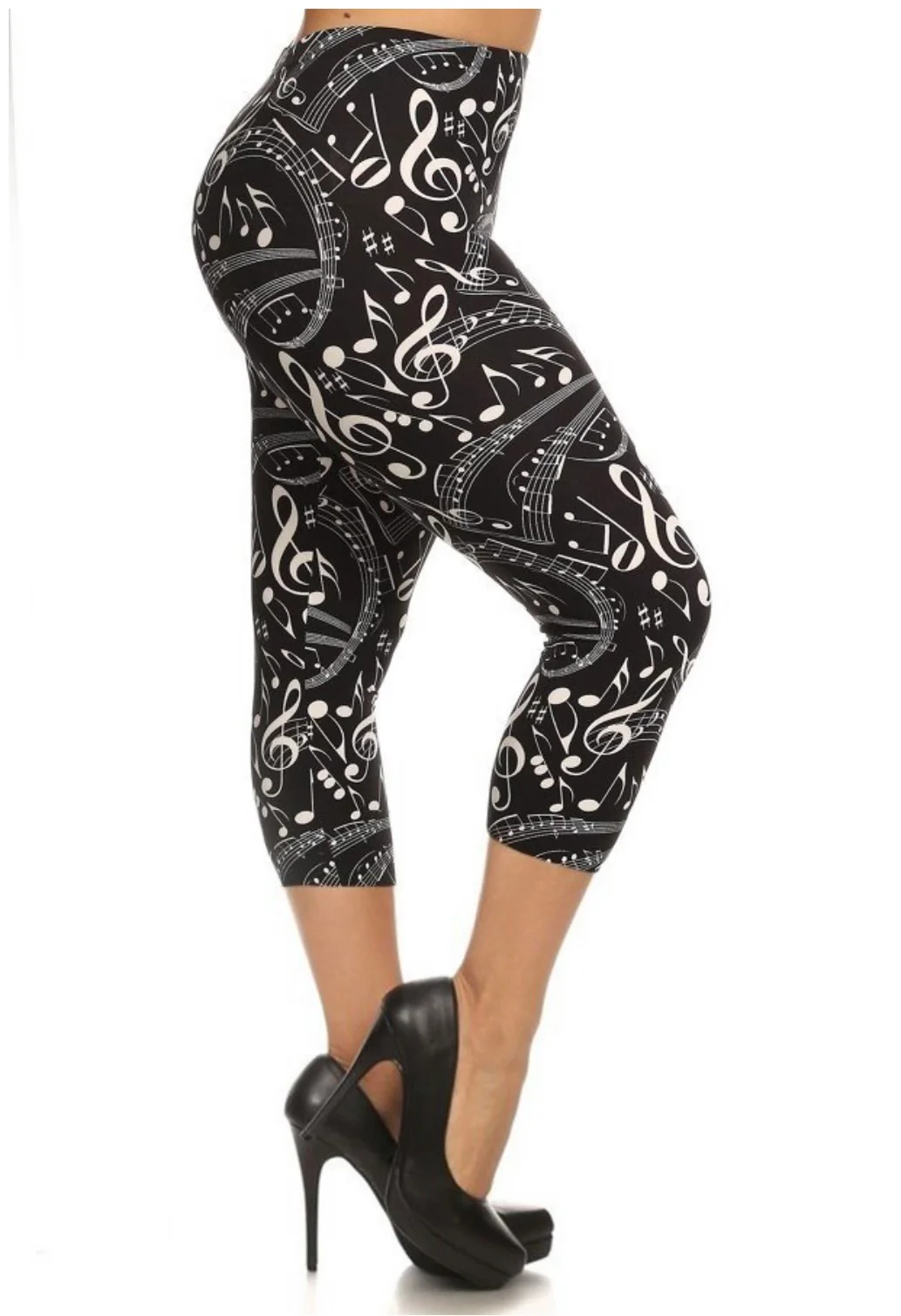 LEG-11 {Peak Condition) Black Music Butter Soft Capri Leggings PLUS SIZE - Image 2