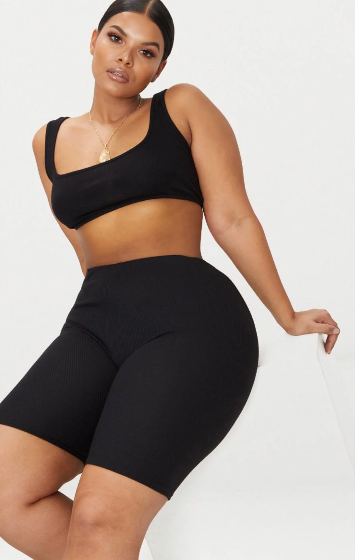 BT-R  {Sleek Vibes} BLACK Biker Shorts PLUS SIZE 1X 2X - Image 2