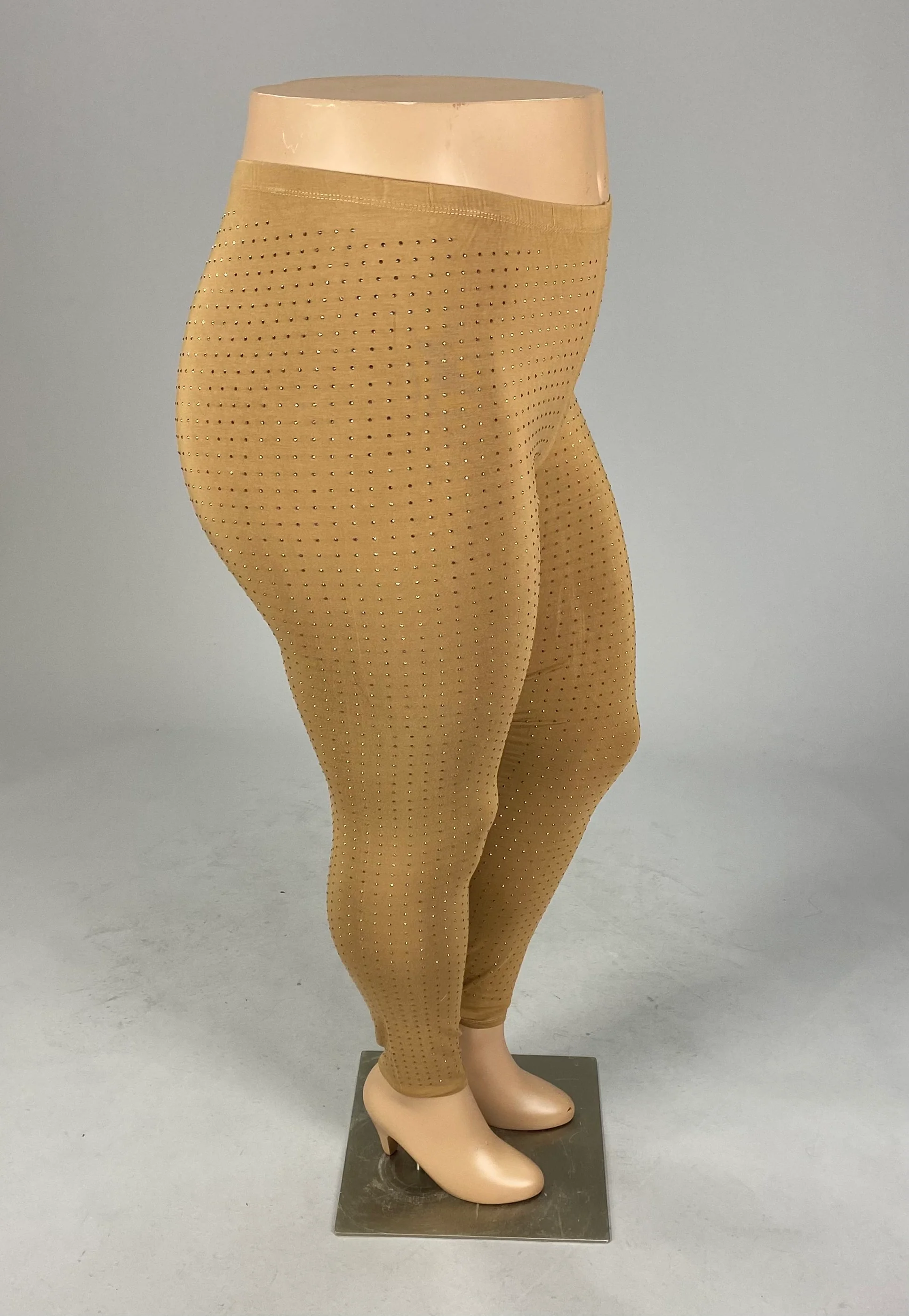 BT {Studded Beauty} Taupe Rhinestone Vocal Leggings PLUS SIZE XL 2X 3X