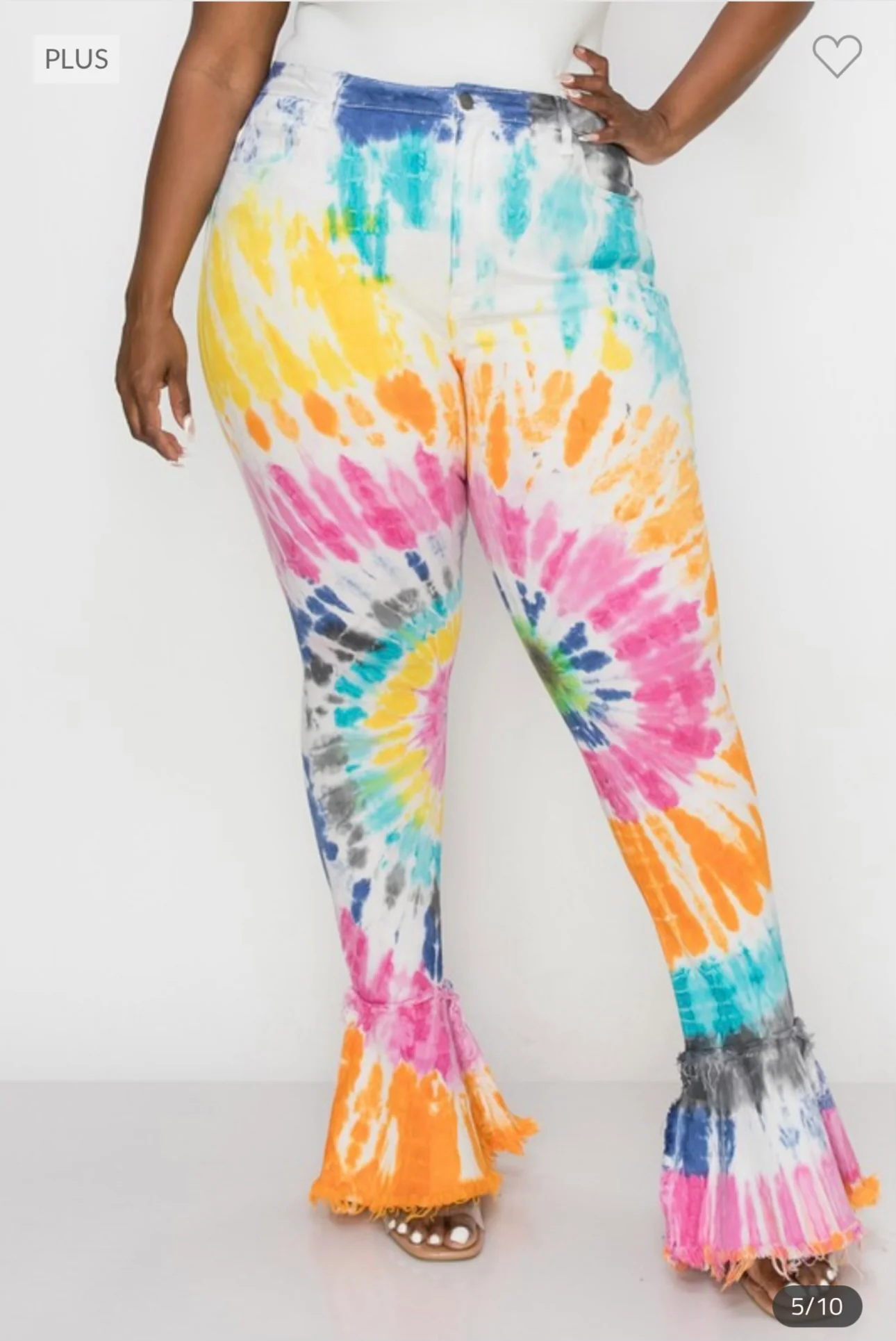 LEG-76 {The Map} Ivory Tie Dye Frayed Hem Jeans  PLUS SIZE 1X 2X 3X - Image 2