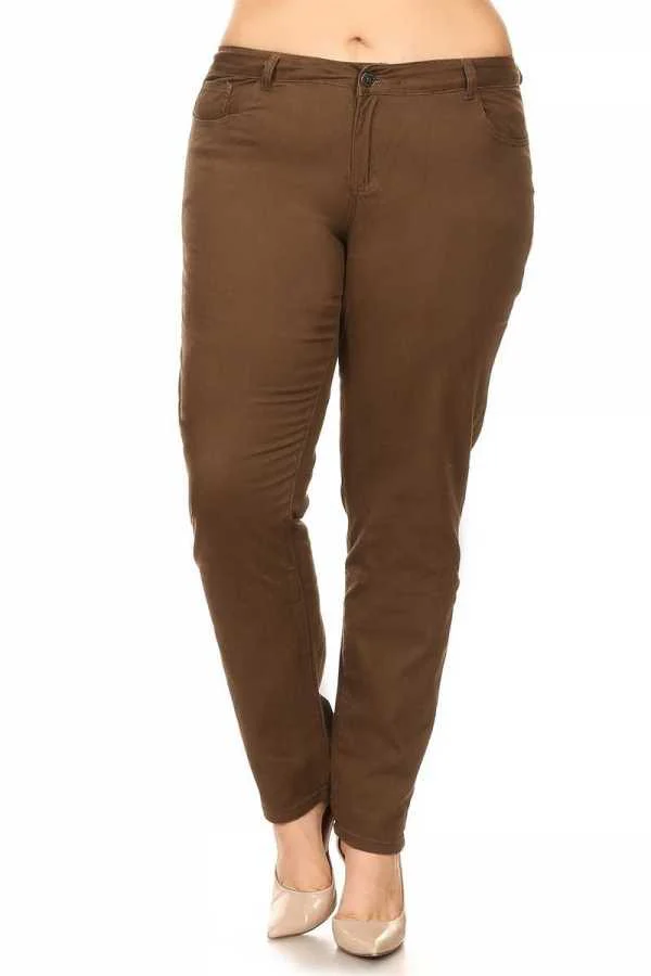 LEG-61 {Trendy Traveler} Brown Pants W/Front & Back Pockets EXTENDED PLUS SIZE 14X 16X 18X 20X 22X 24X - Image 3