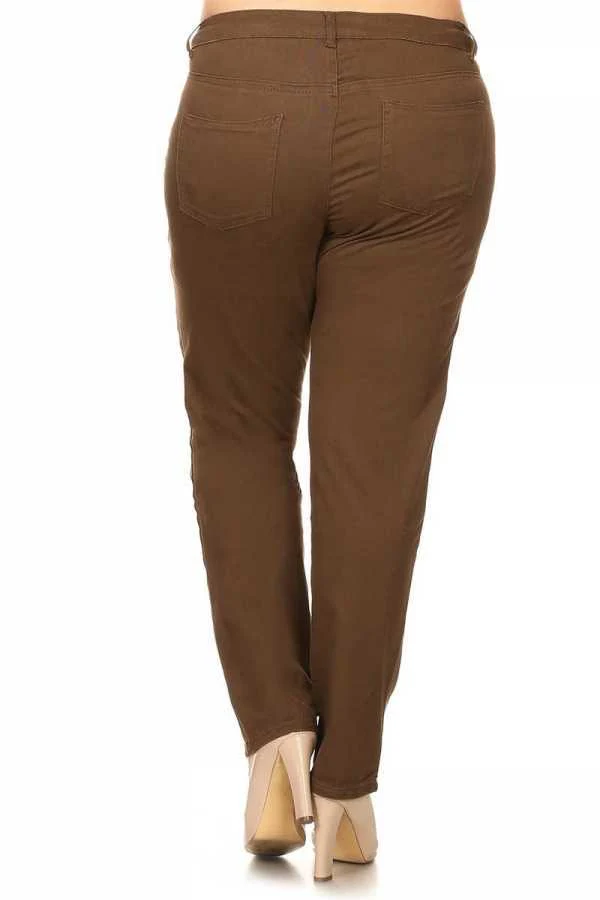 LEG-61 {Trendy Traveler} Brown Pants W/Front & Back Pockets EXTENDED PLUS SIZE 14X 16X 18X 20X 22X 24X - Image 4