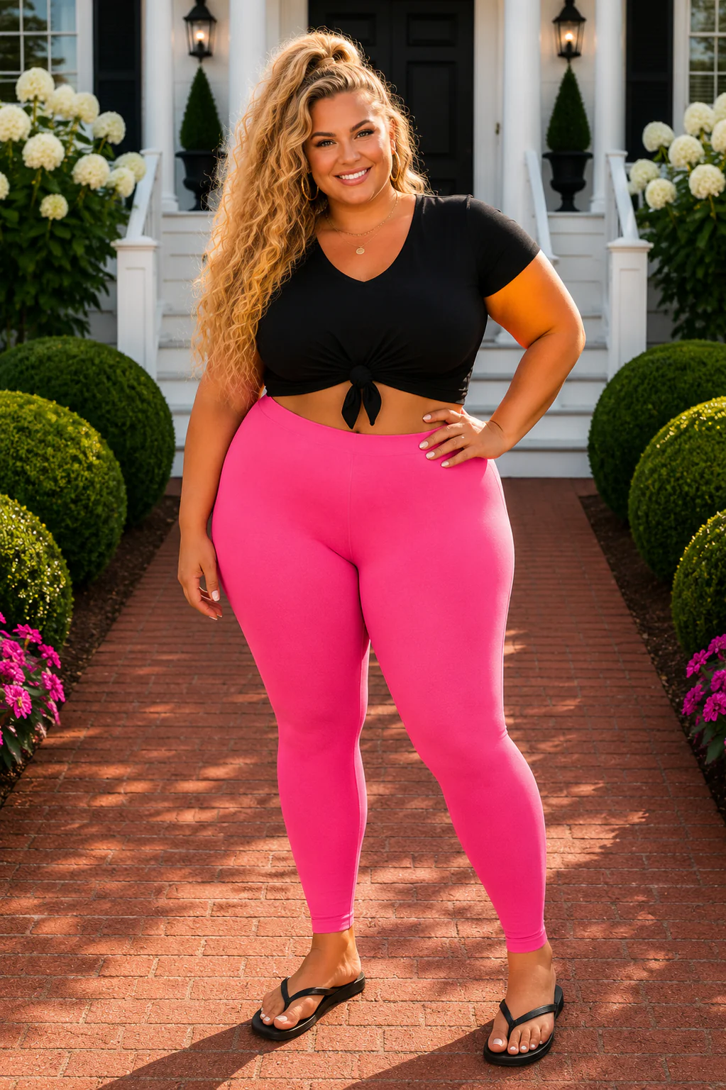 LEG-73 {Against All Odds} Fuchsia Full Length Leggings PLUS SIZE 1X 2X 3X