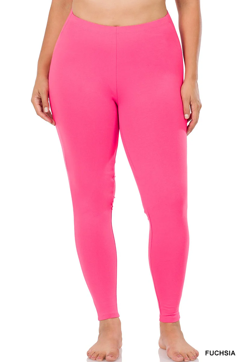 LEG-73 {Against All Odds} Fuchsia Full Length Leggings PLUS SIZE 1X 2X 3X - Image 2