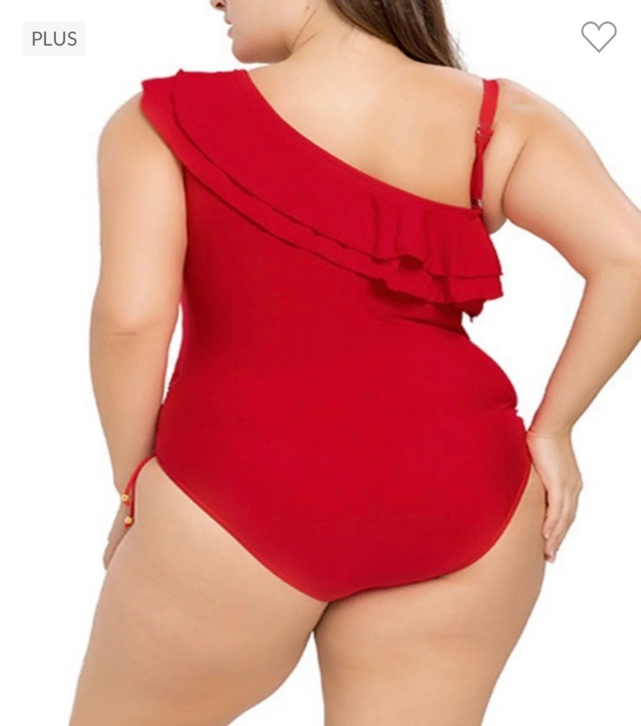 SWIM-A {One Shoulder Wonder} Red Ruffled One Piece Swimsuit PLUS SIZE 1X 2X 3X - Image 3