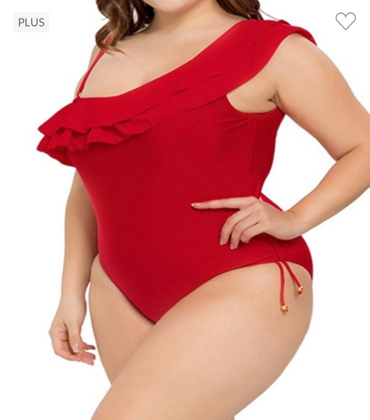 SWIM-A {One Shoulder Wonder} Red Ruffled One Piece Swimsuit PLUS SIZE 1X 2X 3X - Image 4