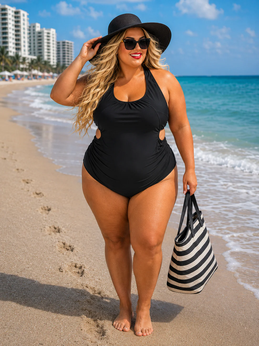 SWIM-E {Kissed By The Sun} Black Racerback 2 Piece Swimsuit PLUS SIZE 4X