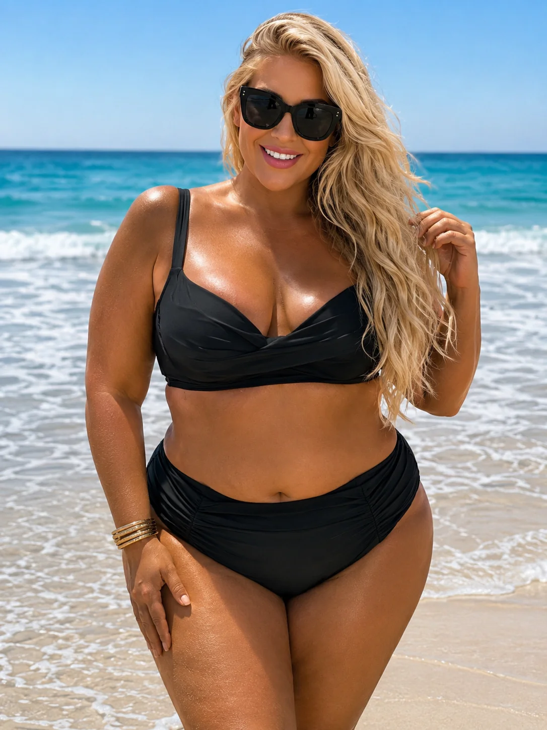 SWIM-T {Splash Couture} Black Two Piece Swimsuit PLUS SIZE XL 2X 3X